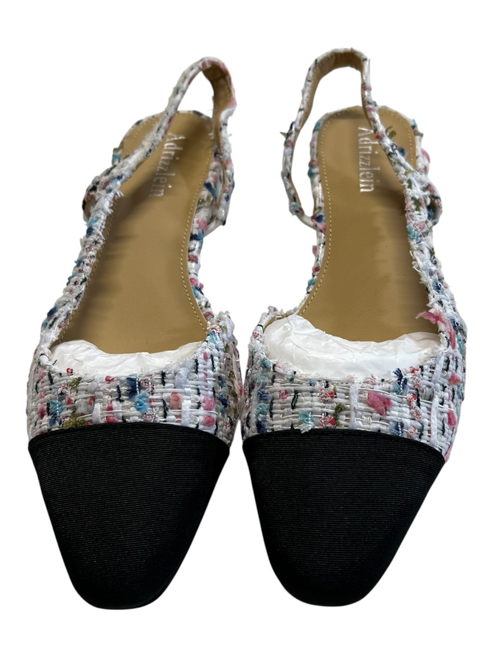 🆕 NWOT Adrizzlein Multicolor Tweed Slingback Shoes | Size 9